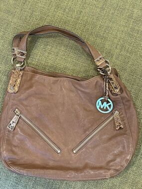 *Michael Kors Tan Leather Matilda Slim Satchel Shoulder Bag